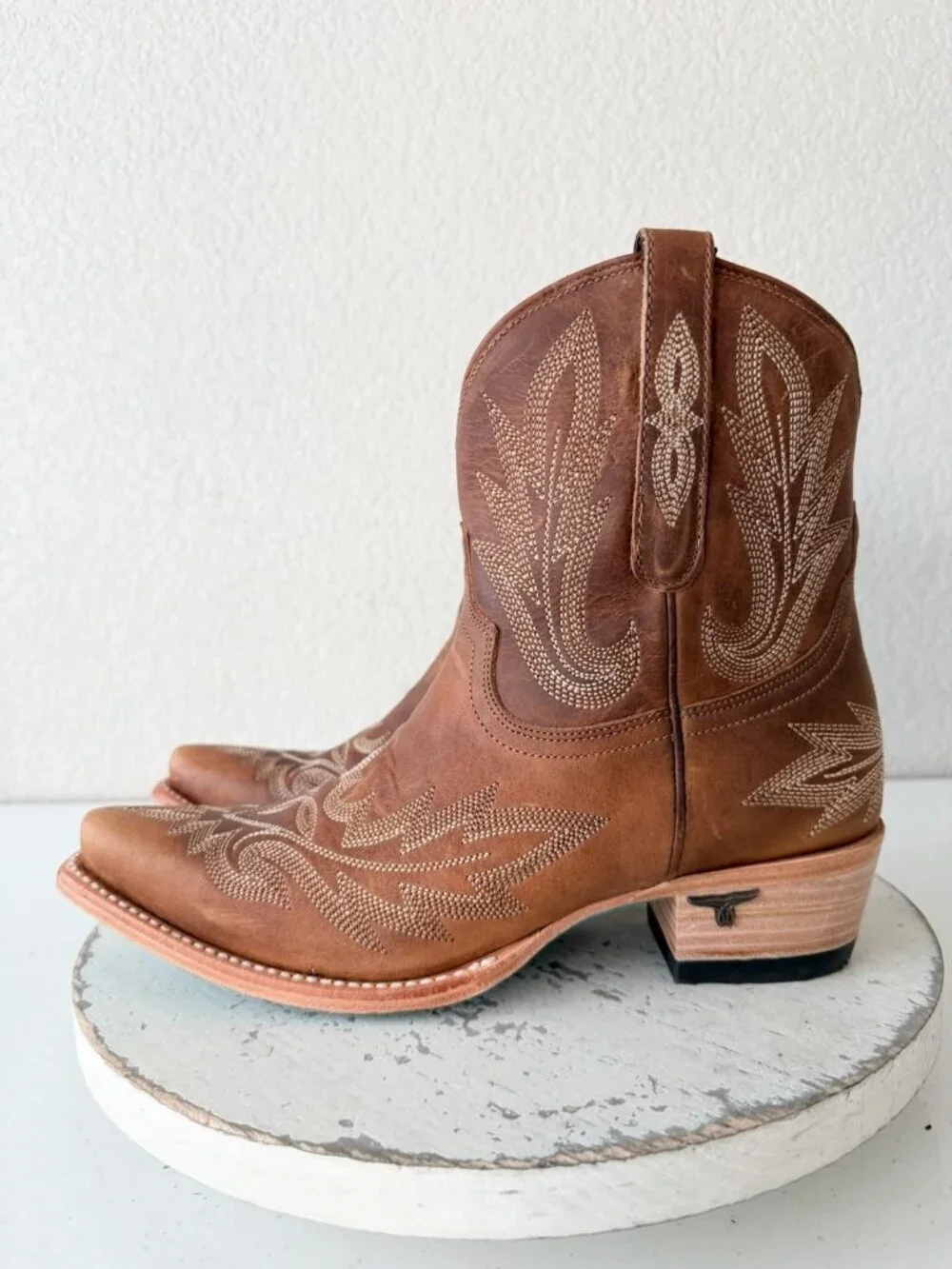 Lane Boots LEXINGTON Brown Cowboy Bootie Womens 8 Western Cowgirl Short Snip Toe